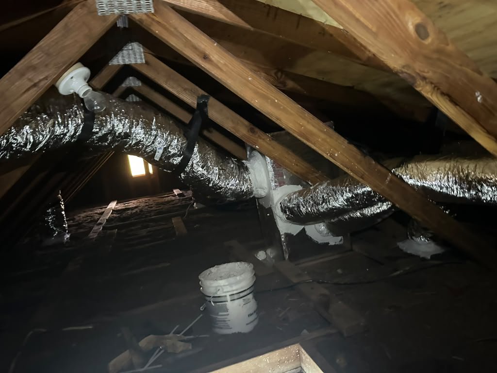 New R-6 flex duct runs we installed in an attic in Tampa, FL 33625.
