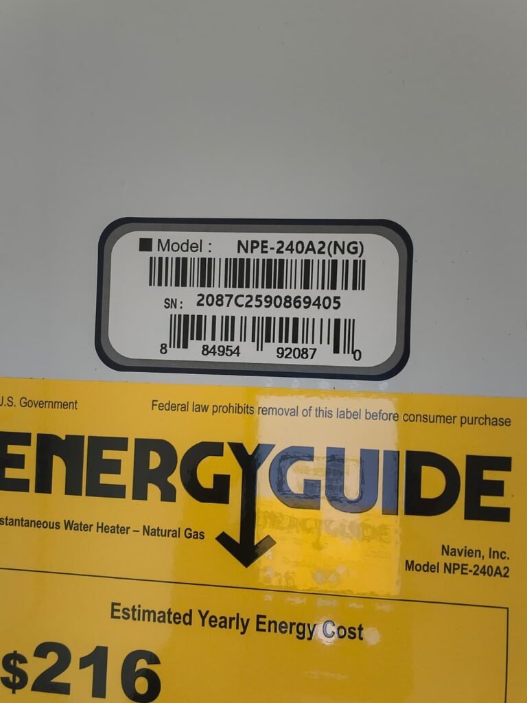 Energy Guide Label in Largo, FL 33771 Energy guide label on water heater in Largo, FL 33771