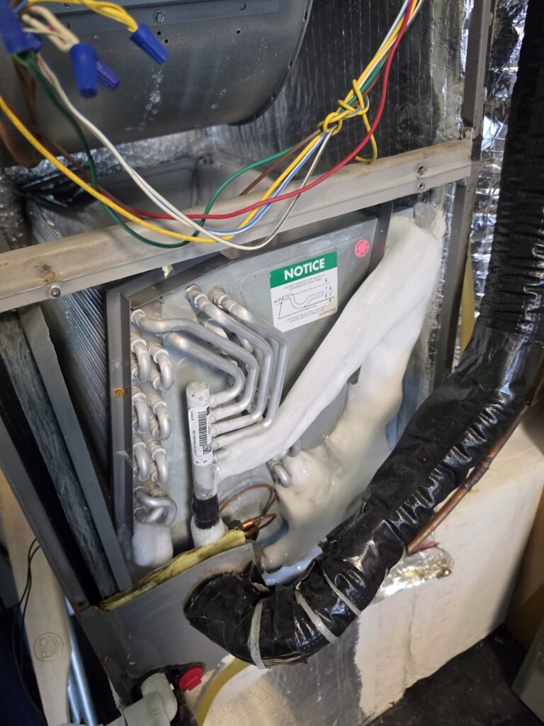 Frozen evaporator coil in air conditioning unit, Clearwater, FL 33756