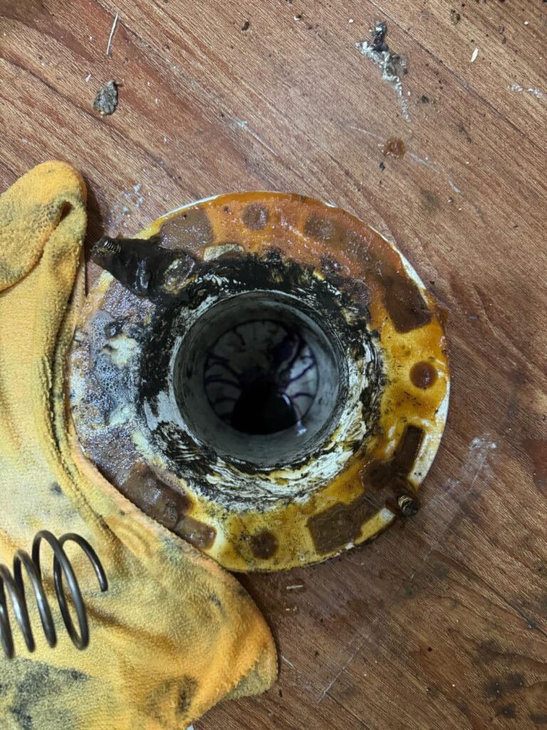 Grimy Drain Opening in New Port Richey, FL 34652 Close-up of drain opening with grime in New Port Richey, FL 34652