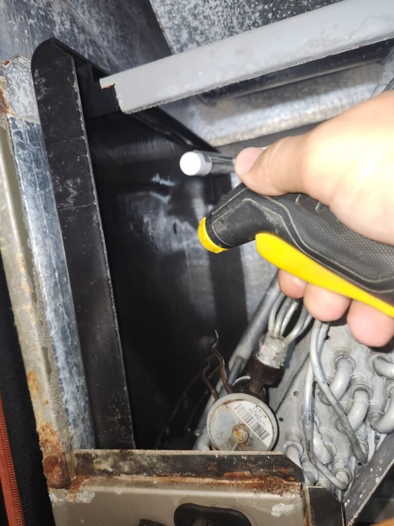 Close-up of HVAC component cleaning in Tampa, FL 33626
