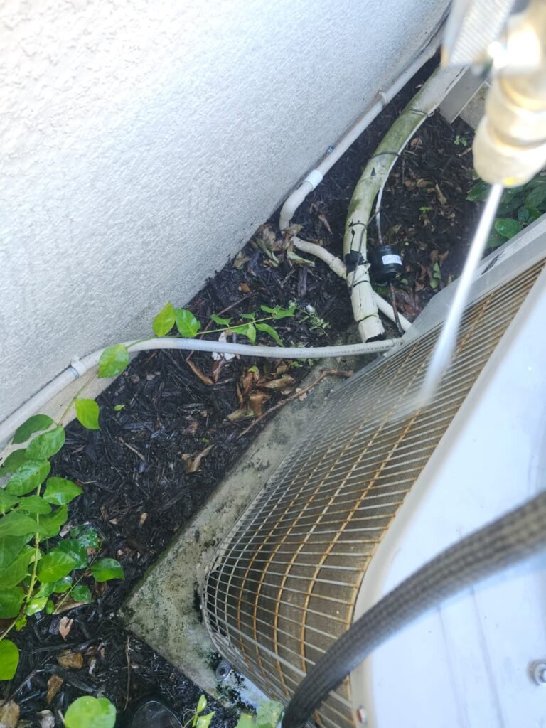HVAC unit cleaning from above in Tampa, FL 33626