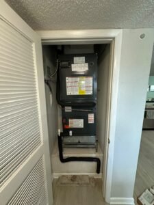 HVAC unit installed in closet with ductwork in Indian Rocks Beach, FL 33785