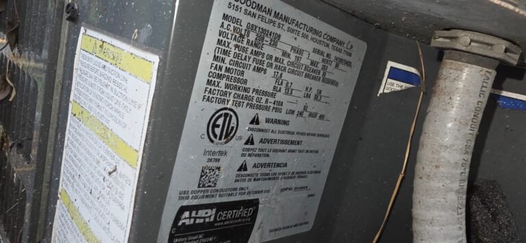 HVAC Unit Label in Tampa, FL 33629 HVAC unit label with specifications in Tampa, FL 33629