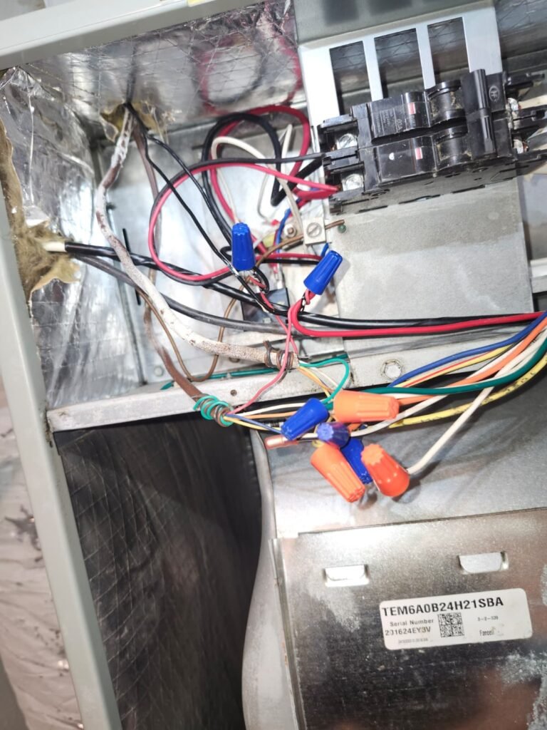 Wiring and connectors inside HVAC unit, Tampa, FL 33610