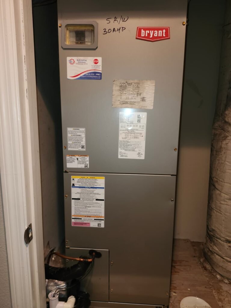 Indoor air handler unit installed in Riverview, FL 33578