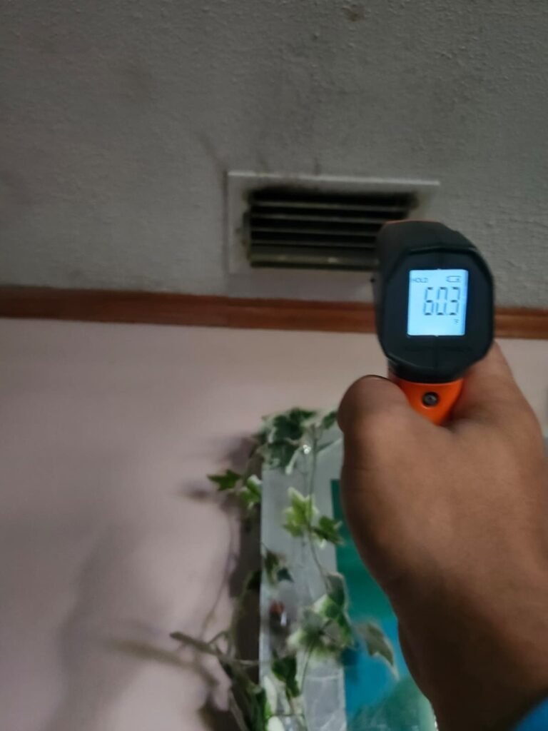 Infrared Thermometer Reading, St. Petersburg, FL 33714 Infrared thermometer reading from ceiling vent, St. Petersburg, FL 33714