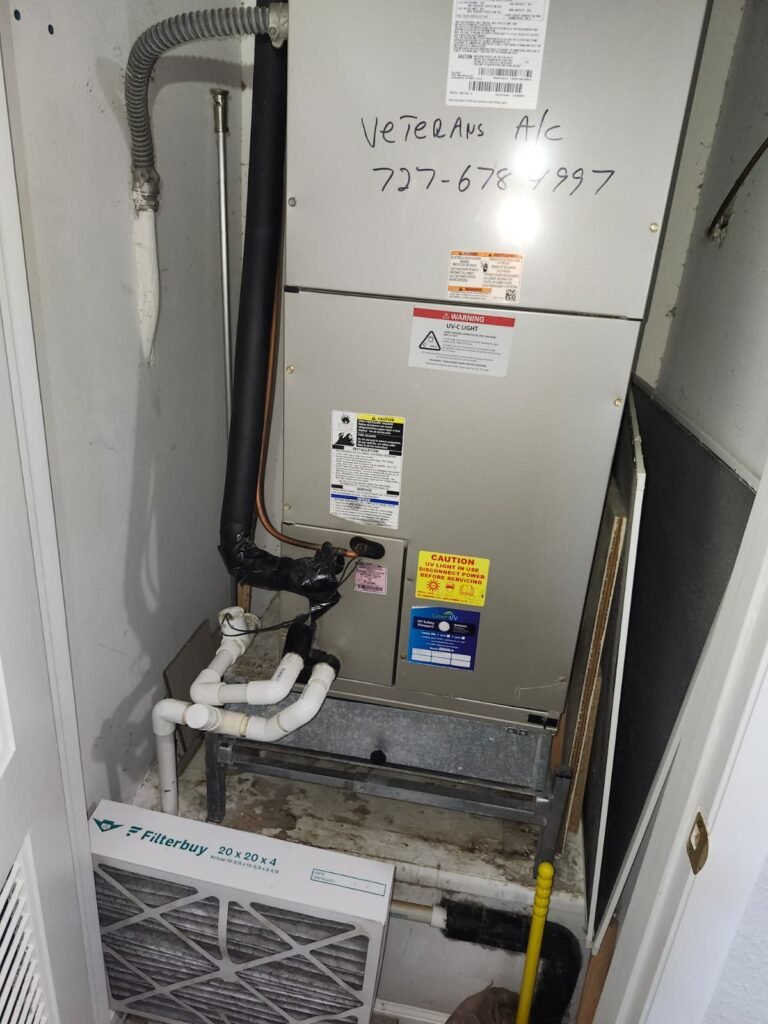 Installed HVAC unit with piping in Indian Rocks Beach, FL 33785