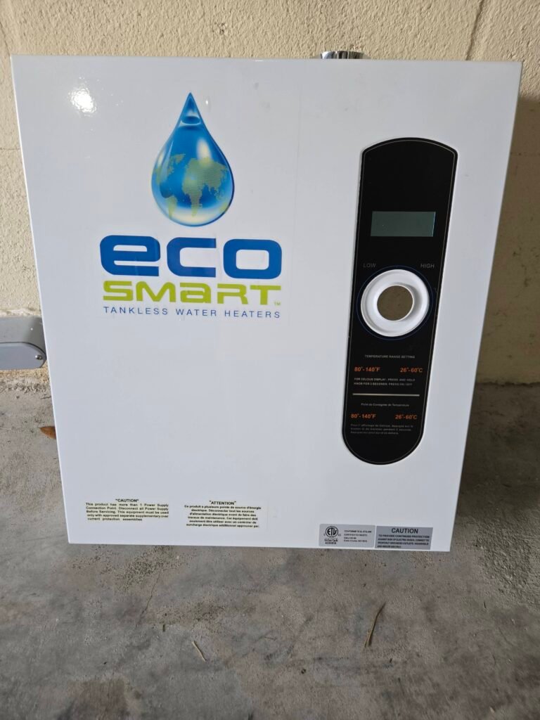 Installed tankless water heater front view in Riverview, FL 33579