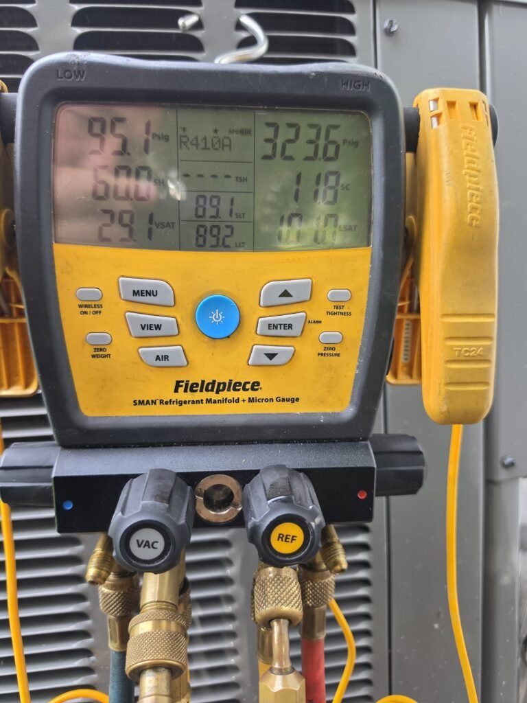 Refrigerant manifold gauge with readings in Clearwater, FL 33756