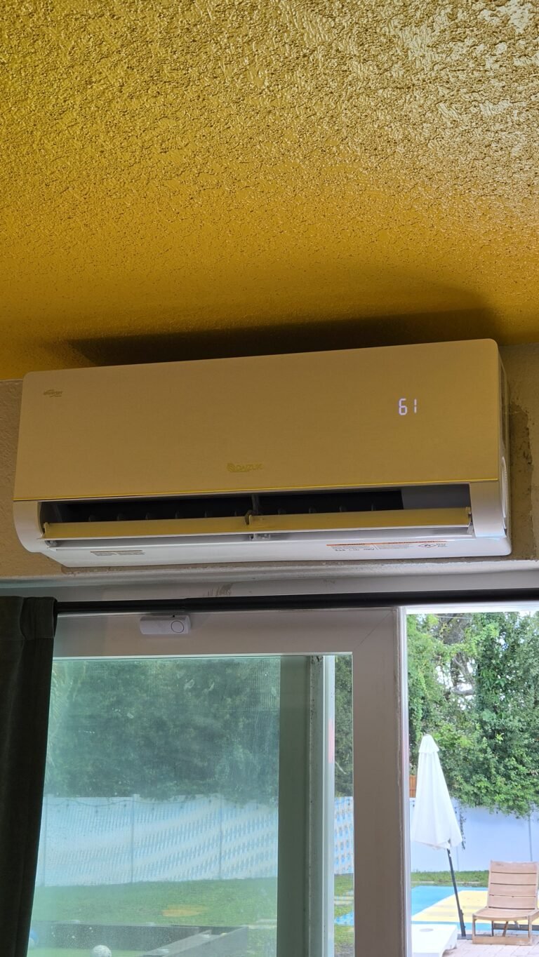 Close-Up of Mini-Split Unit in Largo, FL 33774 Close-up of indoor mini-split unit with temperature in Largo, FL 33774