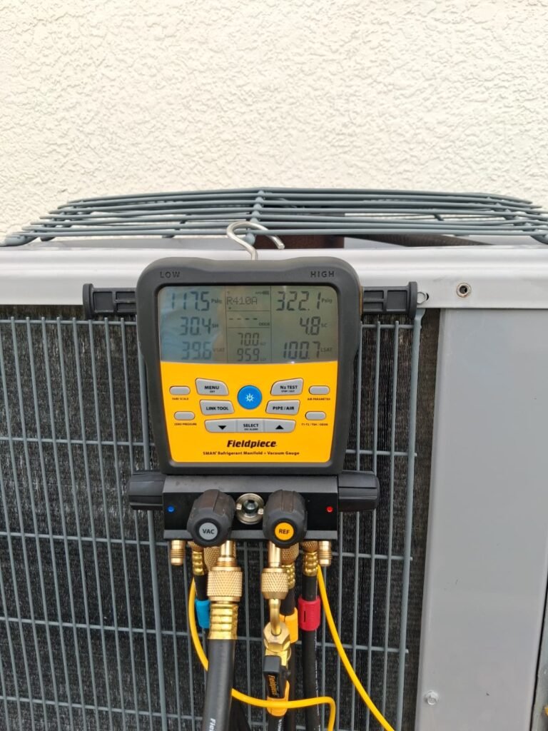Refrigerant gauge on AC unit in Trinity, FL 34655