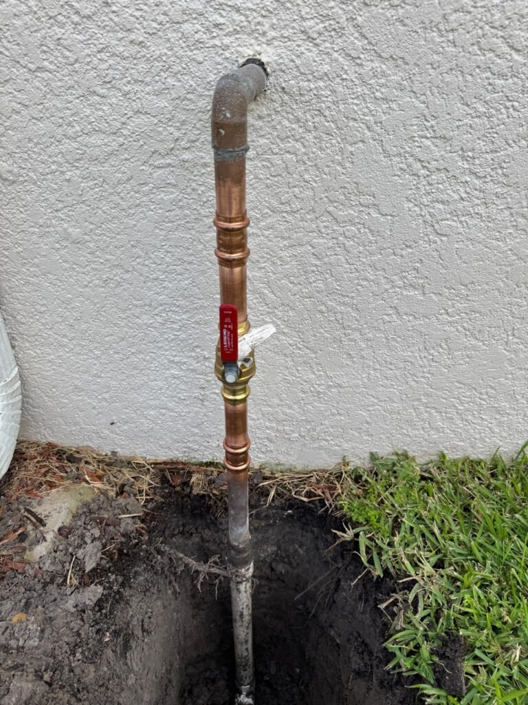 Copper service valve installation in Wesley Chapel, FL 33544
