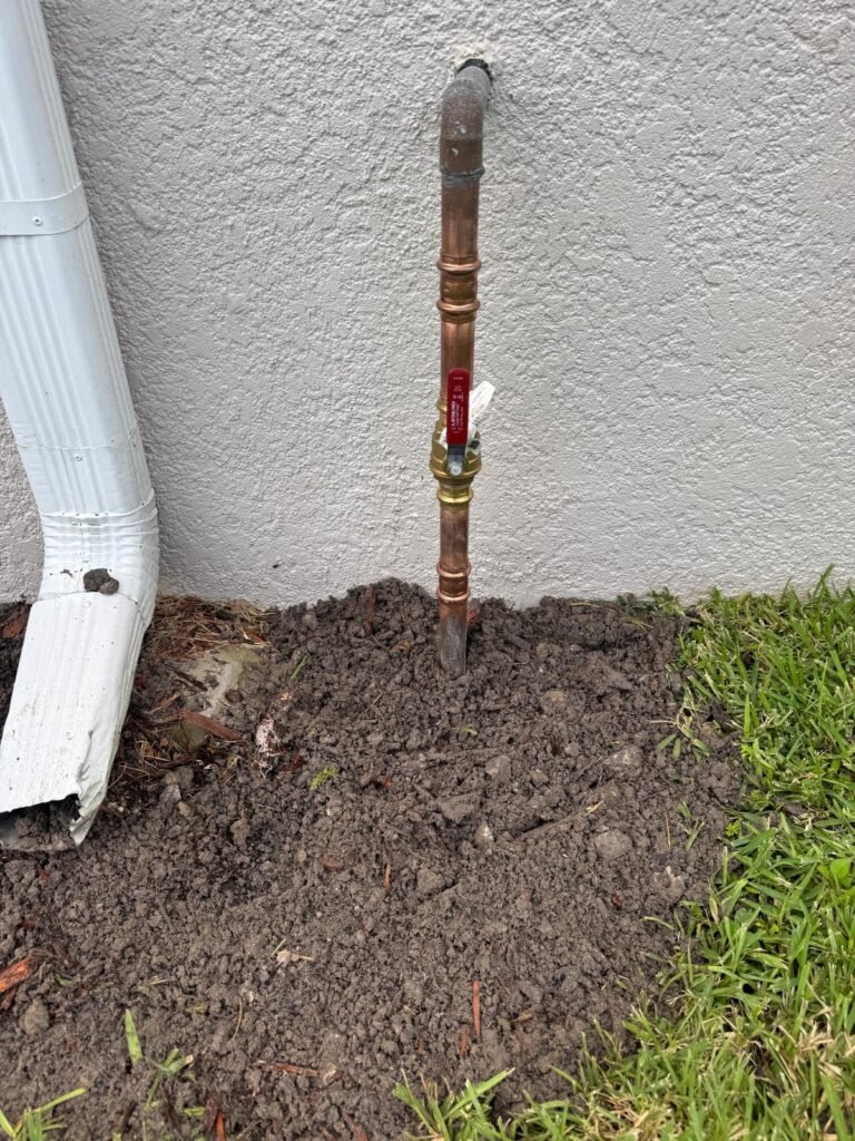 The new shutoff valve on the same main supply line in Wesley Chapel, FL 33544.
