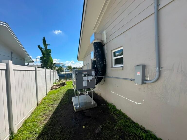 Side view of HVAC installation with ductwork in Tampa, FL 33615