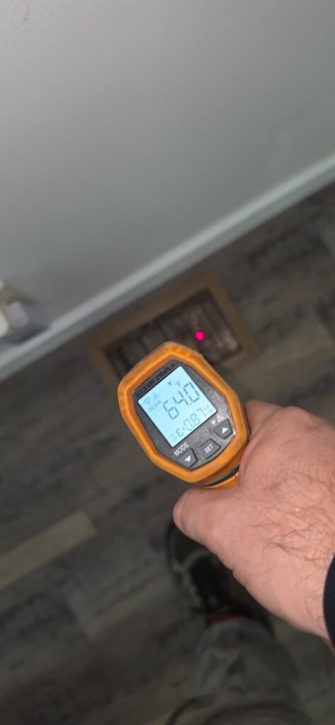 Temperature reading from floor vent in Palm Harbor, FL 34684