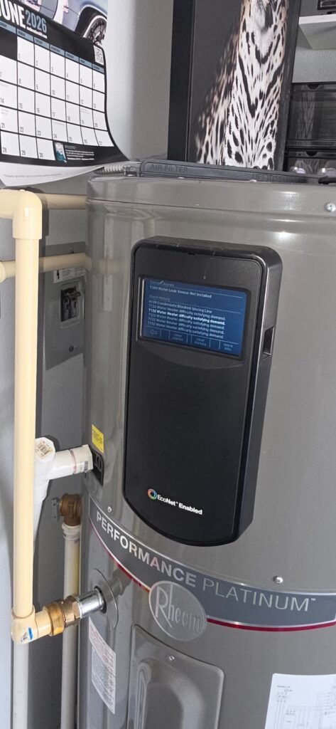 Water heater control panel detail in Zephyrhills, FL 33542