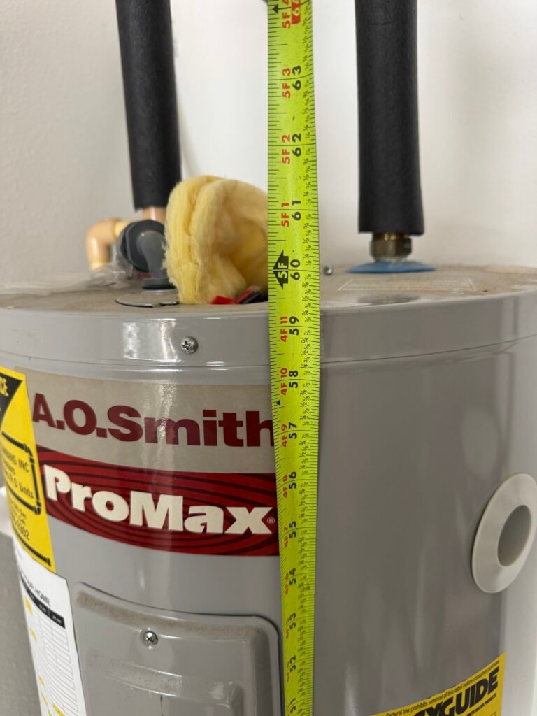 Measuring water heater height in Wesley Chapel, FL 33544