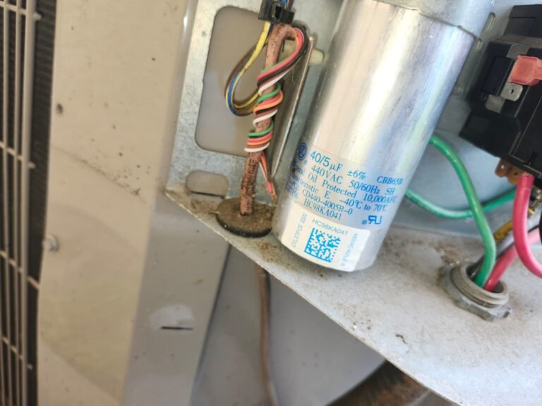 Wiring and capacitor inside HVAC unit in Riverview, FL 33578