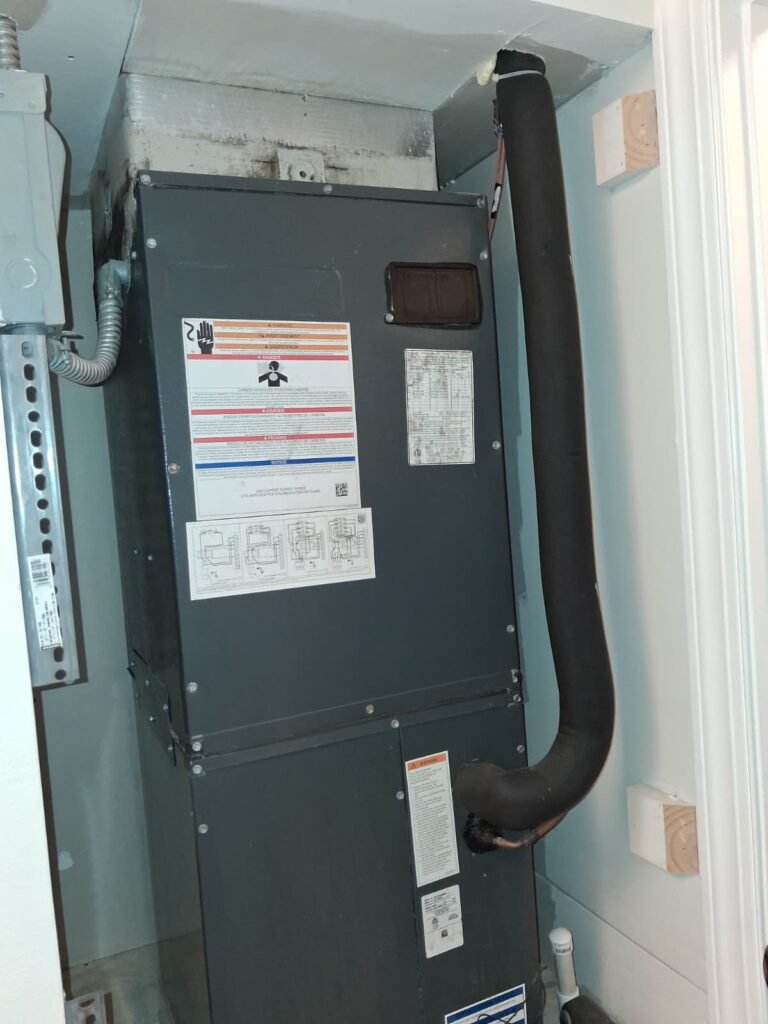 Air handler unit with drain line installed in Palm Harbor, FL 34684