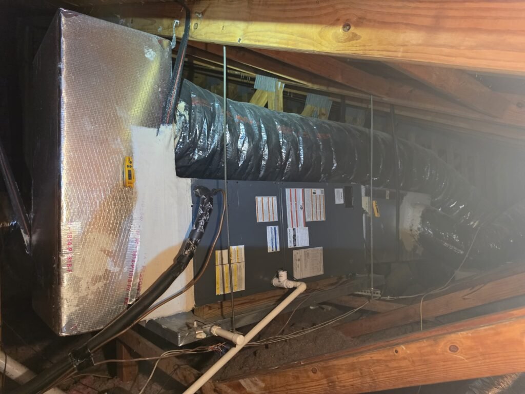 An air handler in an attic in Tampa, FL 33624.