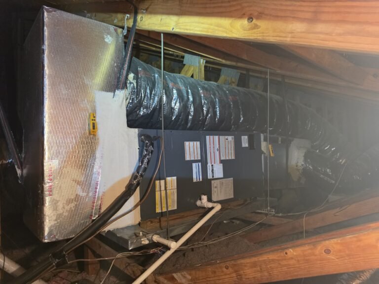 Air Handler Unit in Attic, Tampa, FL 33624 Air handler unit with ductwork in attic, Tampa, FL 33624