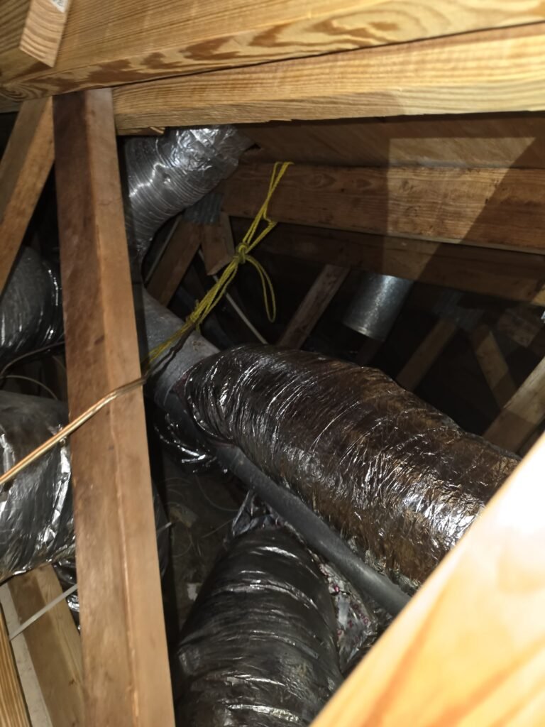 Attic with ductwork and beams, Tampa, FL 33618