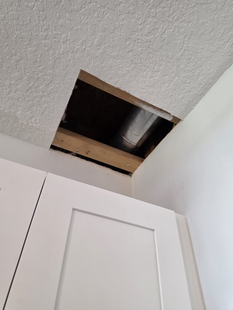 Ceiling Cutout with Ductwork in Ruskin, FL 33570 Ceiling cutout with ductwork above cabinets in Ruskin, FL 33570