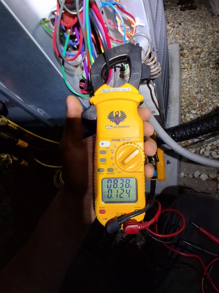 Digital Clamp Meter on HVAC Wiring in Ruskin, FL 33573 Digital clamp meter used on HVAC wiring in Ruskin, FL 33573