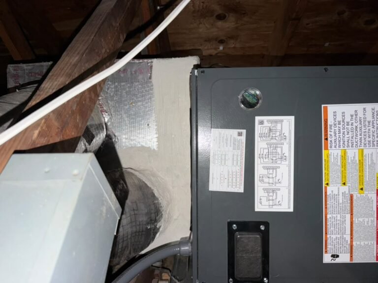 Close-up of air handler in attic, St. Petersburg, FL 33703