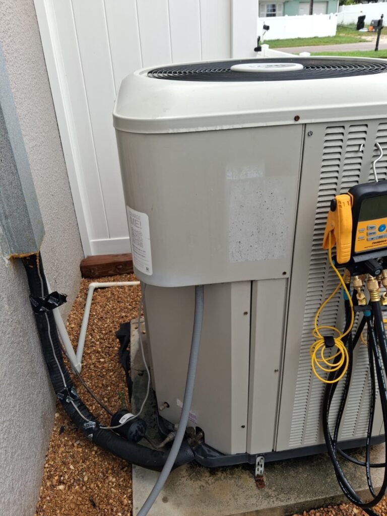 Close-up of HVAC unit with gauges in Palm Harbor, FL 34683