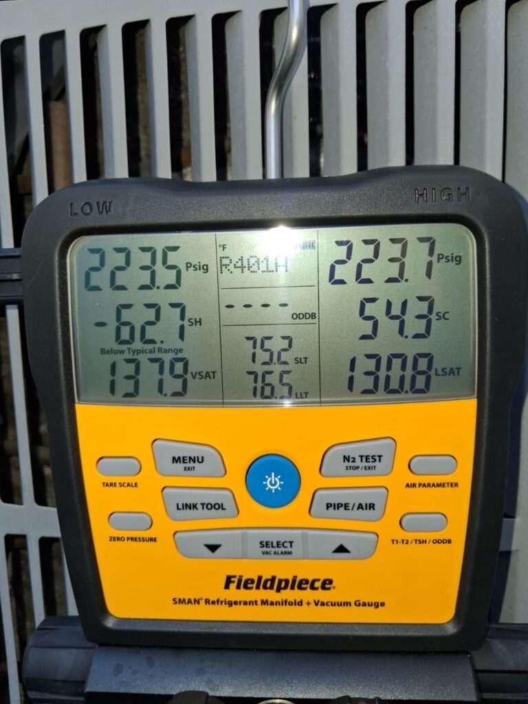 Close-up of digital manifold gauge in Brandon, FL 33511