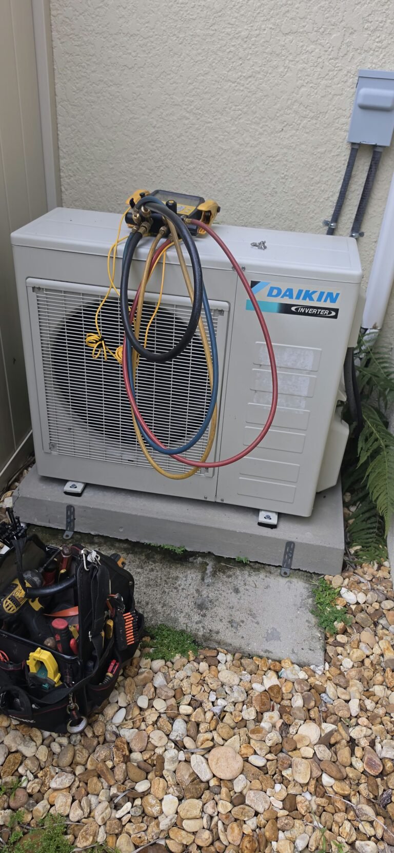 Daikin unit with tools during installation in Lithia, FL 33547
