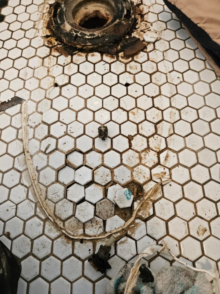 Debris on bathroom floor in Tampa, FL 33611
