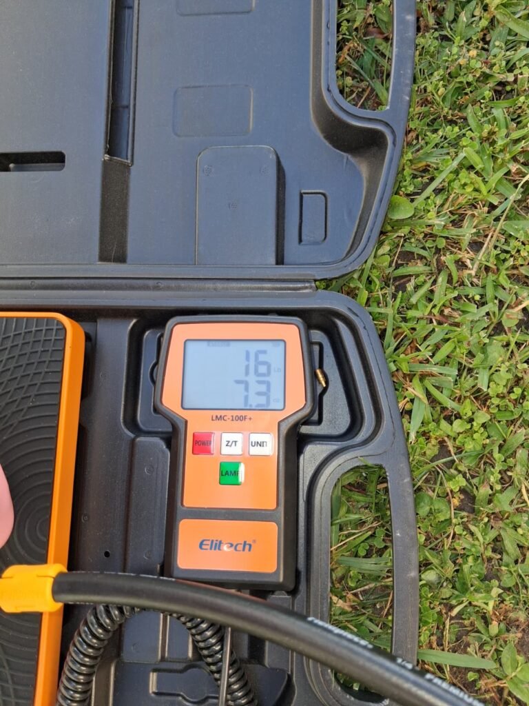 Digital scale showing weight during HVAC service in Brandon, FL 33511