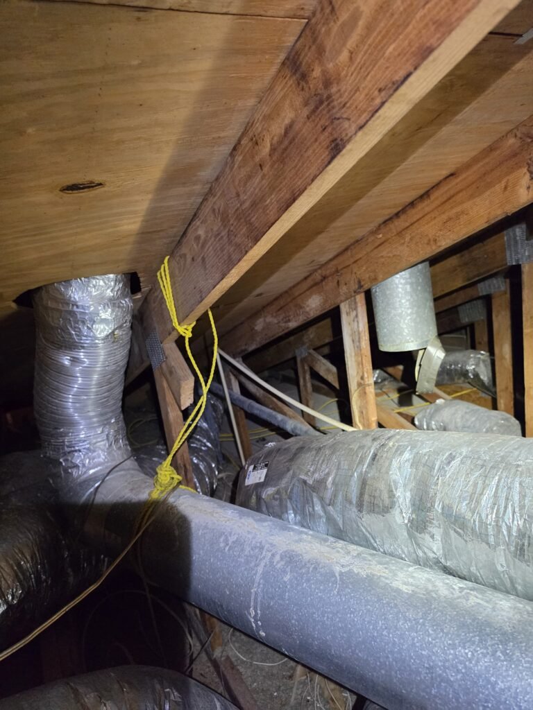 Ductwork and beams in attic, Tampa, FL 33618