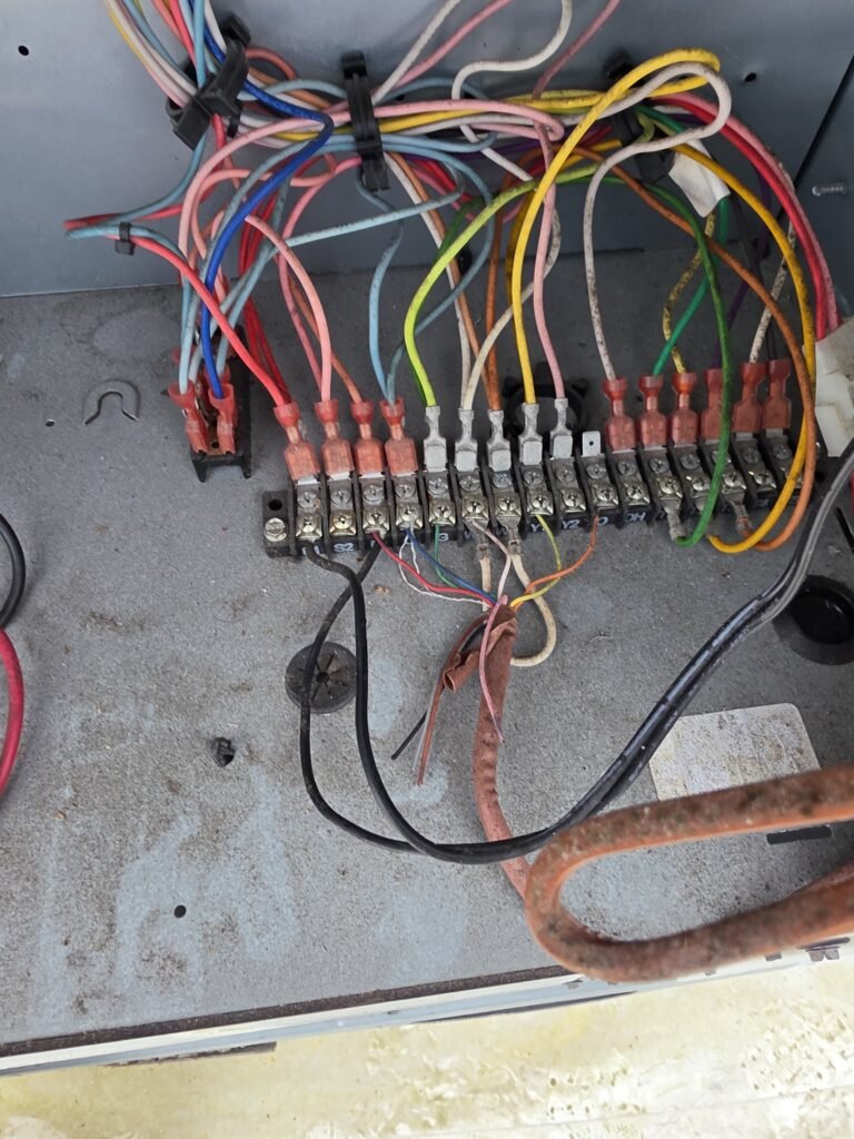 Close-up of electrical wiring in HVAC unit, Riverview, FL 33579