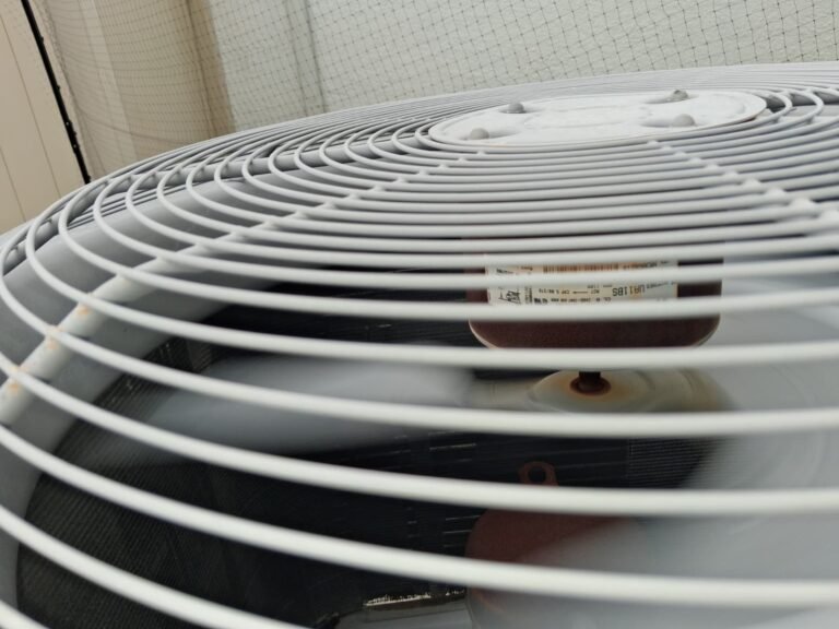 Fan grill on outdoor HVAC unit, Odessa, FL 33556