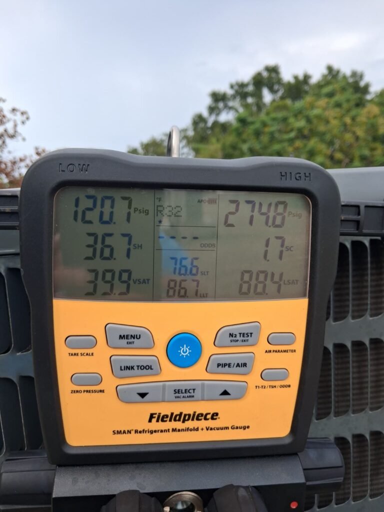 HVAC unit with manifold gauge in Brandon, FL 33511