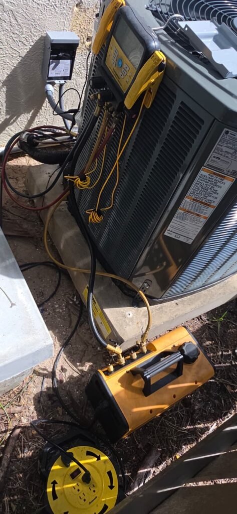 HVAC Unit Service in Treasure Island, FL 33706 Outdoor HVAC unit with gauges in Treasure Island, FL 33706