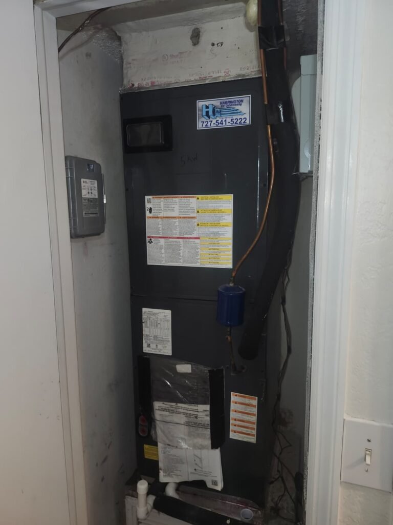 Indoor air handler unit installed in closet, Clearwater, FL 33762