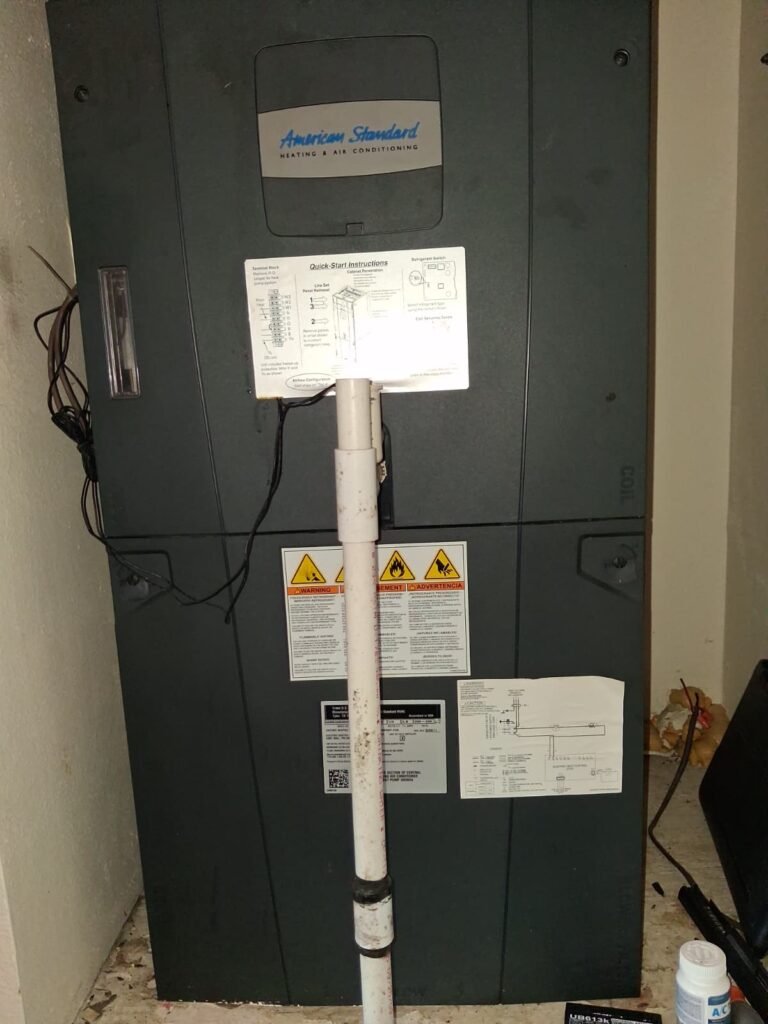 Indoor air handler unit with labels in Brandon, FL 33511