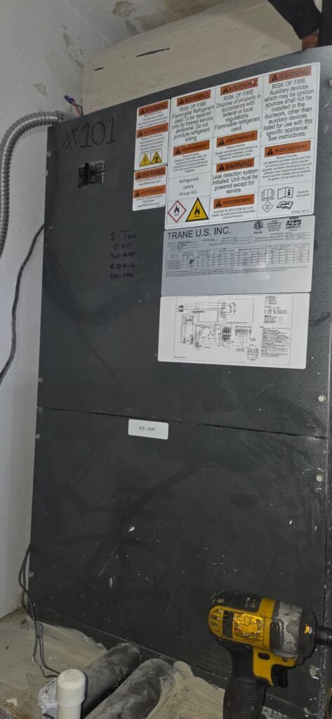 Indoor HVAC Unit with Labels in Treasure Island, FL 33706 Indoor HVAC unit with labels in Treasure Island, FL 33706