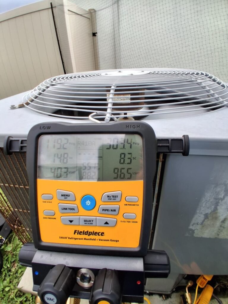 Manifold gauge on HVAC unit, Odessa, FL 33556