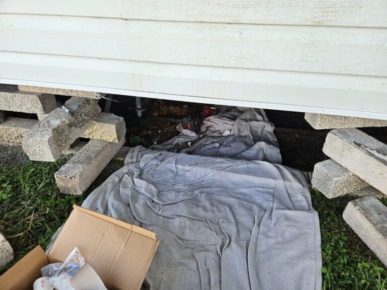 Mobile Home Exterior in Clearwater, FL 33764 Exterior of mobile home with work materials in Clearwater, FL 33764