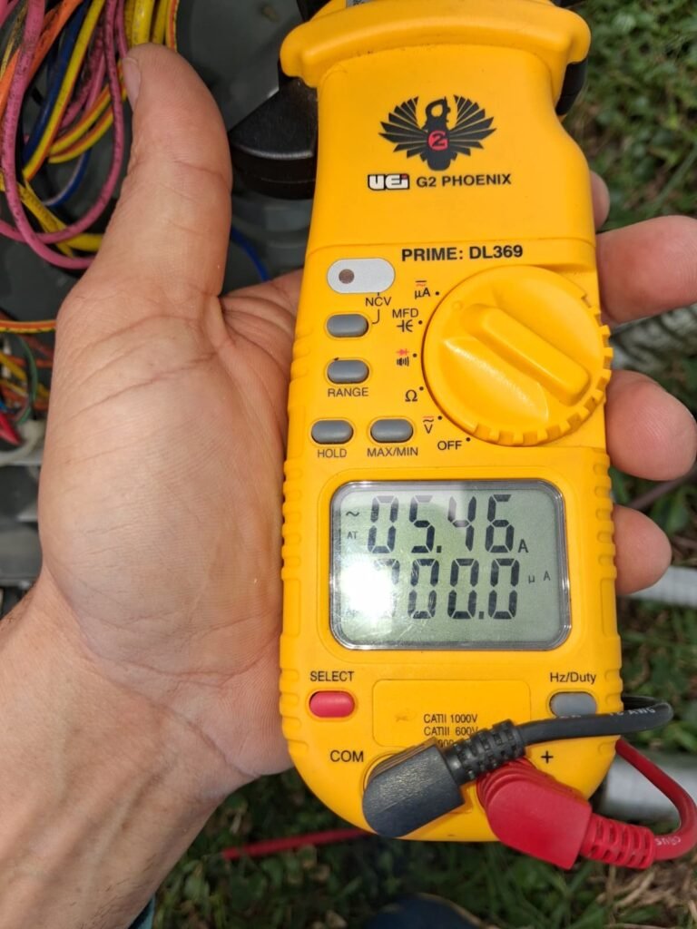 Multimeter showing current readings, Odessa, FL 33556