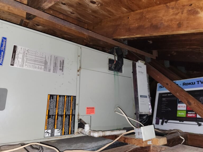 Old air handler unit in attic, St. Petersburg, FL 33703