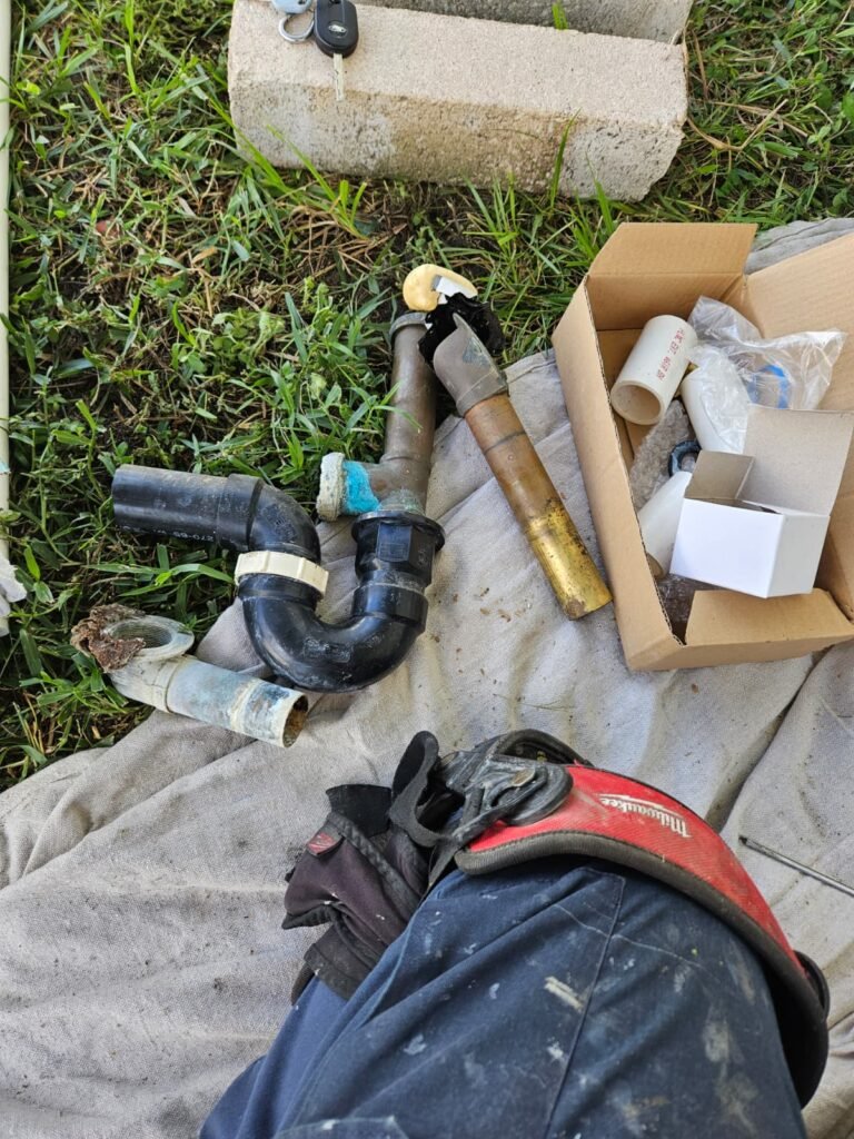 Old Plumbing Parts in Clearwater, FL 33764 Old plumbing parts and tools outside in Clearwater, FL 33764