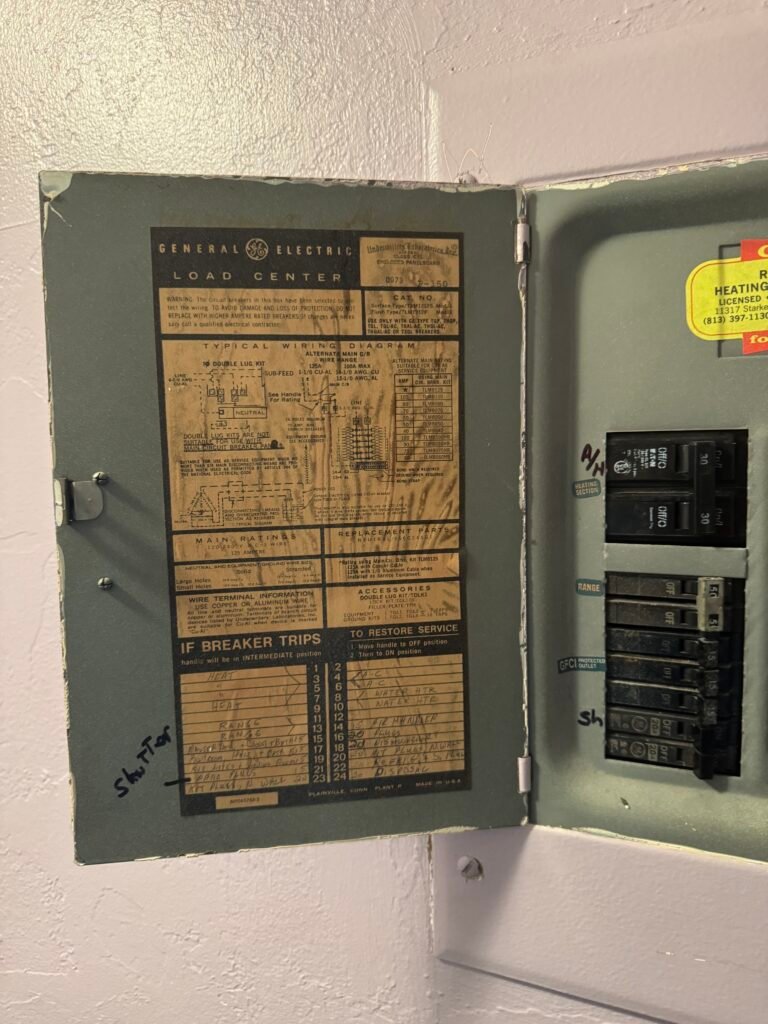 Open Electrical Panel with Diagram, St. Petersburg, FL 33703 Open electrical panel with diagram, St. Petersburg, FL 33703