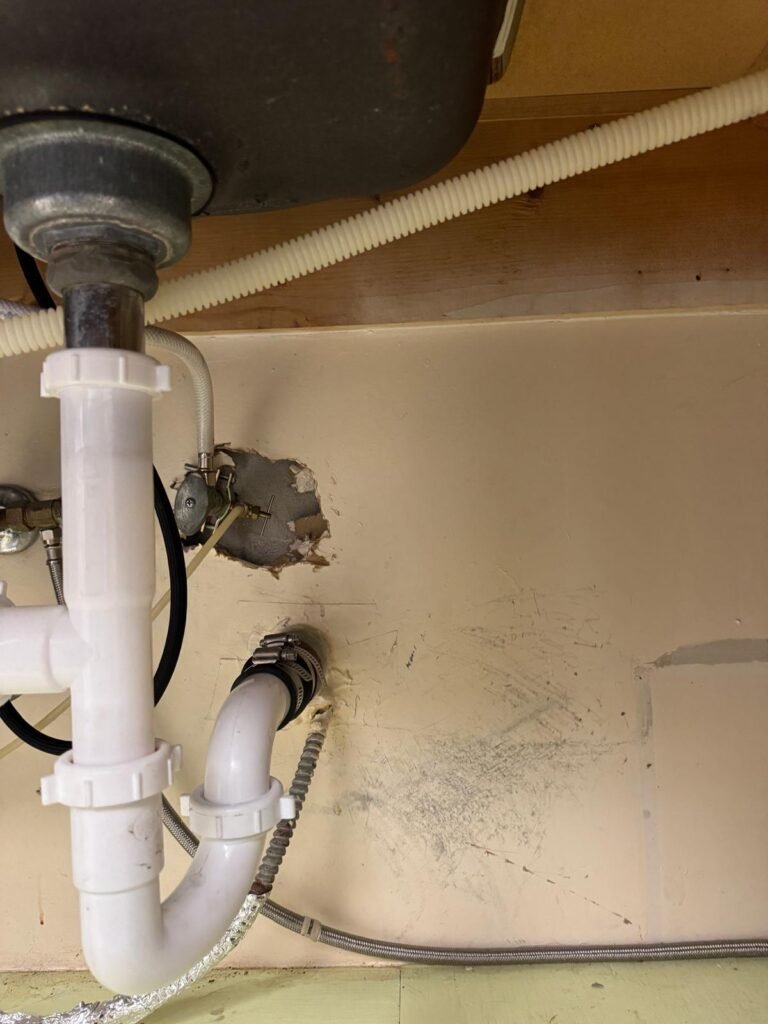 Close-up of plumbing connections in St. Petersburg, FL 33703